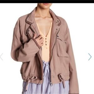 FREE PEOPLE BELTED JEAN BOMBER JACKET Coat